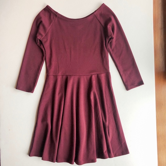 NWT Forever 21 Burgundy Skater Dress - Picture 2 of 7